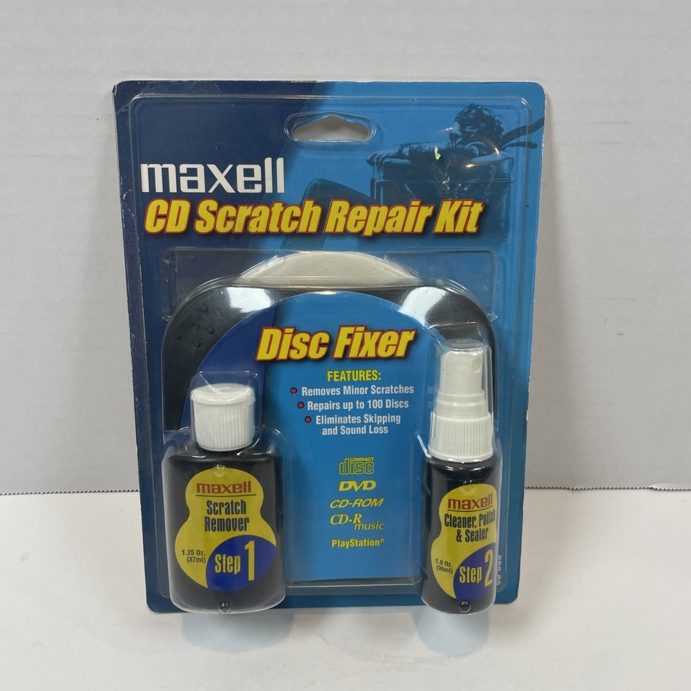 Maxell CD Scratch Repair Kit OS CD-335 Disc Fixer 2-Step System NEW
